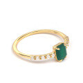 wholesale 925 Silver Gold-Plated Green Agate Retro Light Luxury Personalized Gemstone Ring for Women Factory Supply, First-Hand Wholesale-0-1
