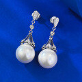 wholesale S925 Sterling Silver 12mm Pearl Stud Earrings with Luxurious Micro-Setting, Trendy Women's Earrings, Hot-Selling in Live Streams-0-2