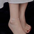 wholesale S925 silver two butterfly diamond-encrusted anklet for women, fashionable round diamond fringe flower, niche foot accessory S3927-0-2