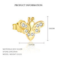 wholesale 925 Sterling Silver-E5138-Gold/Pair 925 Silver