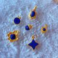 wholesale Gold-plated S925 Silver Inlaid Natural Lapis Lazuli Pendant Accessories for DIY Bracelet Necklace Hanging Ornament Handmade Cord Accessories-0-3