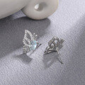wholesale S925 New Natural Blue Zircon Earrings with Fashionable Butterfly Design, Simple and Versatile Elegant Women's Earrings-0-2