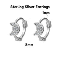 wholesale 999 Silver Women's Four-Leaf Clover Heart-Shaped Pure Silver Non-Removable Ear Cuff Hoop Earrings-Moon sterling silver earrings