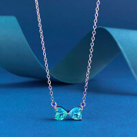 wholesale Metal: 925 Silver Zhuozhifan Jewelry New 6*6 Heart-shaped Aquamarine Necklace Fashion Socialite Pendant for Women 40+5cm-N222 Sea Blue Double Heart Necklace 925 Silver