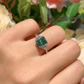 wholesale Silver Plated 18k Gold 6*8mm Radiant Cut Teal Blue Green Moissanite Ring for Cross-Border Independent Stores-0-5