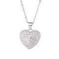 wholesale 925 Sterling Silver Pink Heart Necklace for Women, Fashionable and Luxurious, Trendy and Instagrammable, Unique Summer Design, Small and Chic Heart-Shaped Collarbone Chain-0-4