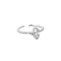 wholesale S925 Sterling Silver Open Ring for Women with Korean Version Ins Niche Design, S-Shaped Pattern, Micro-Paved Zircon, and Textured Finish-0-5