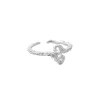 wholesale S925 Sterling Silver Open Ring for Women with Korean Version Ins Niche Design, S-Shaped Pattern, Micro-Paved Zircon, and Textured Finish-Silver [No. 14/Adjustable]>Opening adjustable