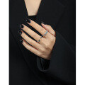 wholesale S925 sterling silver 1618 Korean version ins niche design irregular surface inlaid zircon texture open ring-0-2