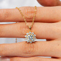 14K Gold Plated 925 Silver Moissanite Sunflower Pendant Necklace-0-2