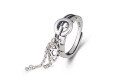 wholesale S925 Metal Love Letter Tassel Vintage Korean Dongdaemun Women's Fashion Chain Silver Ring-0-6
