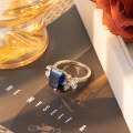 wholesale S925 silver plated with 18k gold, classic royal blue 4-carat lab-grown sapphire women's ring, a bestseller-0-2