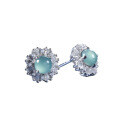 S925 Silver Wholesale Live Stream Sunflower Earrings with Natural Guatemalan Blue Jadeite-0-3