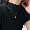 wholesale S925 Silver Nalan Fresh Sweet Ins Style Niche Design Crystal-Inlaid Amethyst Gourd Circular Necklace Y02190-0-0