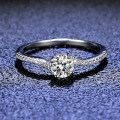 925 Silver Moissanite Ring Four Prong Shiny Diamond-0-0