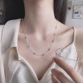 wholesale S925 Sterling Silver Creative Splicing Polished Waterdrop Spaced Necklace, Korean Style Ins Trendy Delicate Collarbone Chain-0-0