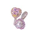 wholesale S925 Sterling Silver New Arrival Contrast Color Pink Diamond Heart-Shaped High Carbon Diamond Ice-Cut Open Ring-0-4