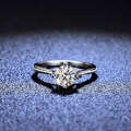 Silver Moissanite Ring, 1 Carat Classic Six-Prong Setting, Hot-Selling for Live Stream-0-1