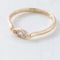 wholesale S925 silver plated with 14K gold, Japanese minimalist-style-designed white crystal + white zircon ring-0-2