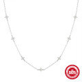 wholesale S925 Sterling Silver Floral Diamond Accent Stackable Collarbone Necklace, Korean Style Trendy Design-0-6