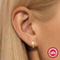 wholesale S925 Sterling Silver Fashionable Petal Diamond and Pearl Earrings, Korean Style Minimalist Studs-0-2