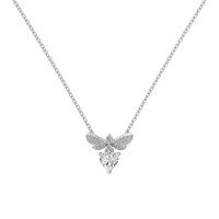 wholesale S925 Sterling Silver Oval-Shaped Shuimo Jade Square 8A Zircon Heart Flower Marquise Pendant Necklace for Women-White gold and white diamonds DY190879-SW-WH 925 silver