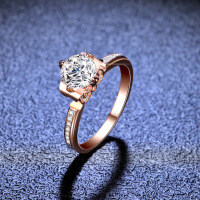 Silver Moissanite Ring Iris Flower Petals Women's Live Stream Supply-1 carat (simulated diamond)  16 yards