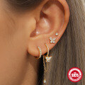 wholesale S925 Silver Diamond-Studded 16G Flat Threaded Cartilage Ear Piercing-0-2