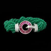 wholesale 925 Sterling Silver Gold-Plated Bracelet with High Carbon Diamonds, Kaja Balahara Hutton Muzo Green Natural Chalcedony, Versatile Women's Bracelet-Natural chalcedony>925 silver