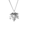 wholesale Metal material: 925 Sterling Silver Vintage antique sterling silver maple leaf necklace trendy fashion ins literary style leaf pendant necklace-0-5