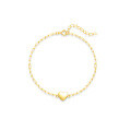 wholesale S925 Sterling Silver Polished Heart Paperclip Chain Bracelet, Korean Style, Minimalist, Versatile, Elegant-0-4