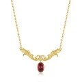 wholesale S925 Sterling Silver Gold-Plated Japanese Exquisite Vintage Natural Garnet Pendant Court-Style Elegant Necklace Wholesale from Manufacturer-0-4
