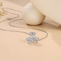 wholesale 925 Sterling Silver Plated with 18K Gold Full Diamond Clover Petal Necklace 1 Carat 65mm Moissanite Pendant Necklace-0-2