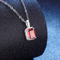 S925 Sterling Silver Lab Emerald Ruby Sapphire Moissanite Simple Necklace Wholesale-0-1