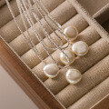 wholesale S925 Sterling Silver Baroque Button Pearl Necklace Sparkling Fashionable Light Luxury Elegance Collarbone Chain Y00456-0-2