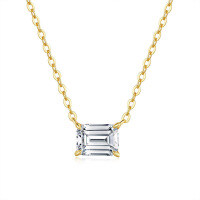 14K Gold Plated 925 Silver Emerald Pendant Necklace with Moissanite-1CT set with zircon  925 silver