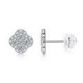 wholesale S925 sterling silver plated with 18K gold cross-border new moissanite earrings, women's fashionable lucky four-leaf clover earrings-0-4