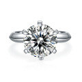 wholesale S925 Silver GRA Certified Moissanite Ring for Women, Elegant Six-Prong Setting 15/2/3/5 Carat Large Moissanite Ring-0-0
