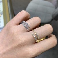 wholesale Silver Plated Gold, Double Row Openable Moissanite Engagement Ring for Women, Versatile Ins Style-Gold (ships in 3-4 days)  US size 6