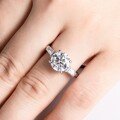 wholesale S925 Silver Cross-Border Four-Prong Women's Moissanite 3-Carat Ring, High-End Light Luxury Style, Fashionable and Premium, Selling Hot-0-3