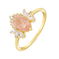 wholesale S925 Sterling Silver with Pink Strawberry Quartz and Zircon, DuLi Jewelry's Instagram-style Luxury Ring, Fashionable and Niche-Pink Strawberry Quartz Luxury Women's Ring  US Size 6