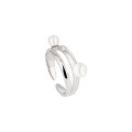 wholesale 925 Sterling Silver Pearl Ring for Women, Light Luxury, Niche, High-End Design, Adjustable Open Tail Ring for Index Finger-0-4