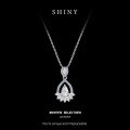 Sterling Silver Vintage Waterdrop Necklace with Zircon Wheat and Leaf Accents-0-4
