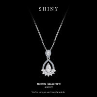 Sterling Silver Vintage Waterdrop Necklace with Zircon Wheat and Leaf Accents-S925 Sterling Silver + Zircon  925 Silver