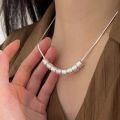 wholesale S925 Sterling Silver Hammered Textured Lucky Bead Necklace Women's New Chinese Style Heavy Duty Collarbone Chain High-End-0-0