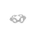 wholesale S925 Sterling Silver 002 Korean Version Ins Small and Unique Design Minimalist Style Versatile Chain Texture Open Ring for Women-0-4