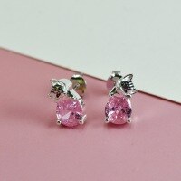 wholesale S925 Sterling Silver Adorable Cat Resin Pink Zircon Earrings, Forest-Inspired Fashionable and Unique Design, Student Style Women's Earrings-Cat earrings>925 silver