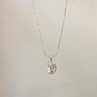 wholesale S925 Sterling Silver French Style Sparkling Violet Ice Flower Zircon Oval Pigeon Egg Pendant Full Diamond Collarbone Chain Multiple Styles-Light sea blue CYXL473 925 silver