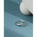 wholesale S925 Sterling Silver YHJ268 Korean-style Versatile Student Ring Ins Niche Minimalist Knot Adjustable Open Ring for Women-0-1