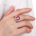 wholesale S925 Sterling Silver Luxury Old Money Style Gemstone Ring for Women, European and American Retro Fashion, Set with Lab-Grown Ruby-0-4